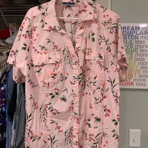 Karen Scott Floral Pink Button-Up Shirt 🍓NWT